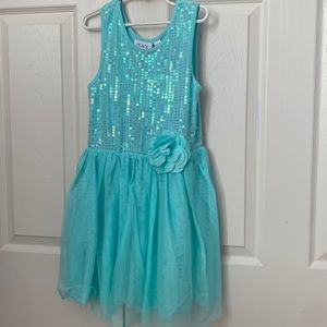 Blue sequin dress with tulle